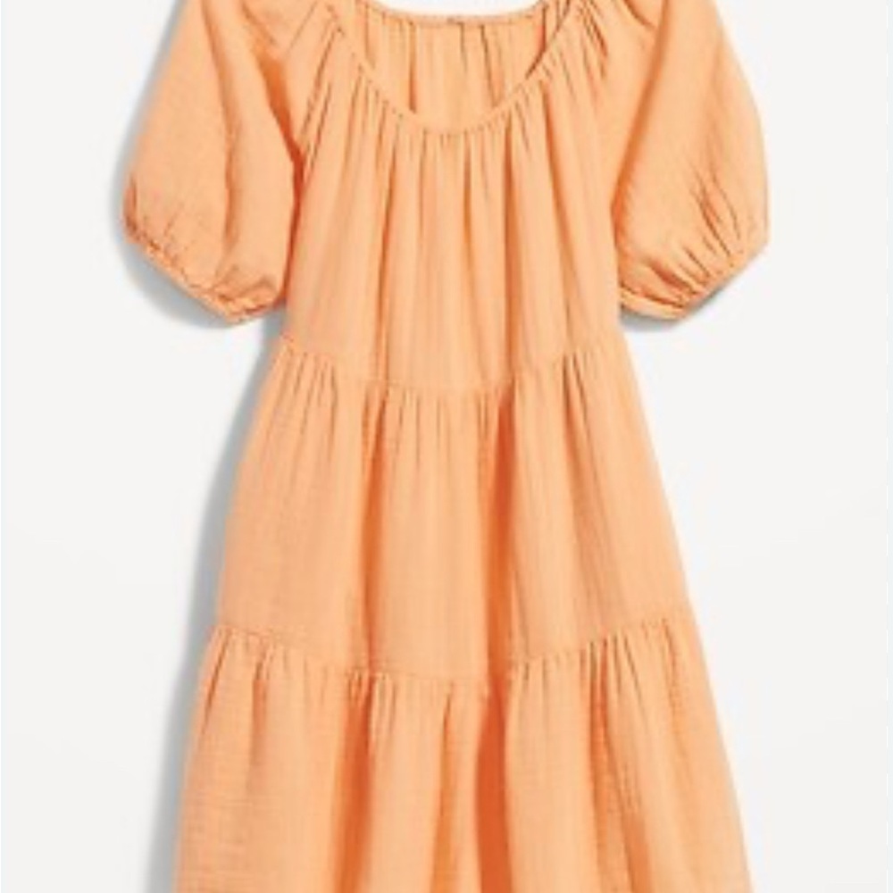 Women’s Orange Puffy Sleeve Dress